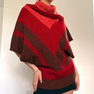 Y2K Knit Cowl Neck Poncho